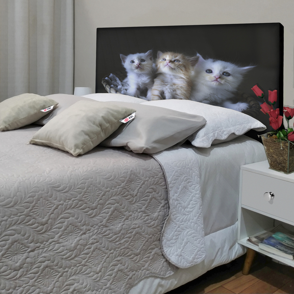 Cabeceira Solteiro Suede Estampado Cat Painel Cama Box 90 X 60