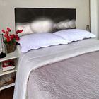 Cabeceira Solteiro Suede Estampado Coração Branco Painel Cama