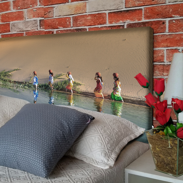 Cabeceira Solteiro Suede Estampado Deserto Painel Cama Box 90