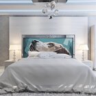 Cabeceira Solteiro Suede Estampado Dog Painel Cama Box 90 X 60