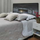 Cabeceira Solteiro Suede Estampado Futurista Painel Cama Box