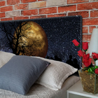 Cabeceira Solteiro Suede Estampado Lua Cheia Painel Cama Box