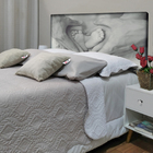 Cabeceira Solteiro Suede Estampado Mãos Baby Painel Cama Box