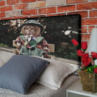 Cabeceira Solteiro Suede Estampado Palhaço Painel Cama Box 90