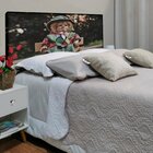 Cabeceira Solteiro Suede Estampado Palhaço Painel Cama Box 90