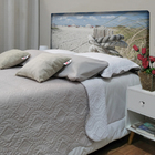 Cabeceira Solteiro Suede Estampado Praias Painel Cama Box 90