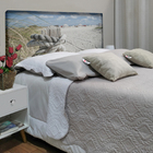Cabeceira Solteiro Suede Estampado Praias Painel Cama Box 90