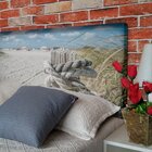 Cabeceira Solteiro Suede Estampado Praias Painel Cama Box 90