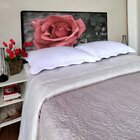 Cabeceira Solteiro Suede Estampado Rosa Painel Cama Box 90 X
