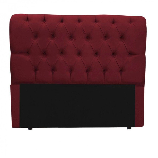 Cabeceira Solteiro Suede Vermelho 0,90cm Estofada Capitone Ma