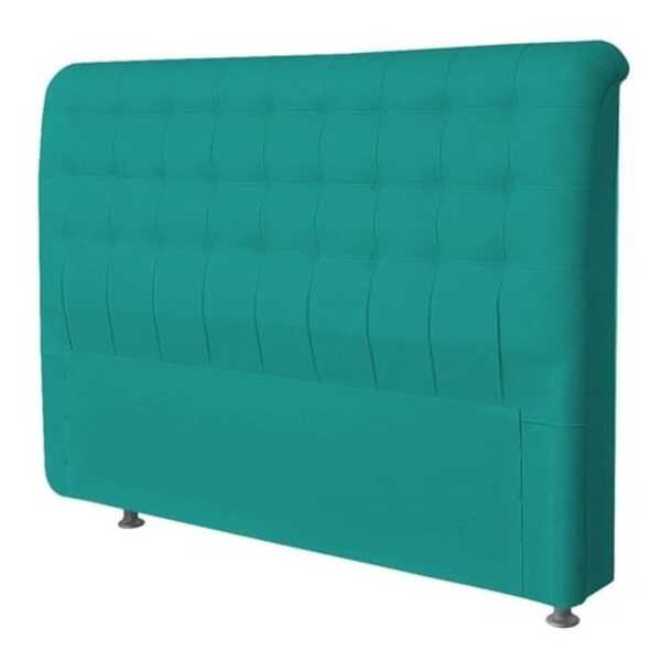 Cabeceira Solteiro Tânia 90 Cm Suede Azul Turquesa- D A Decor