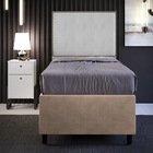 Cabeceira Solteiro Vicenza 100 Cm Linho Cinza L02 Com 01 Mesa