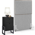 Cabeceira Solteiro Vicenza 100cm L02 Bouclê Cinza Com 1 Mesa