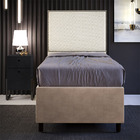 Cabeceira Solteiro Vicenza 100cm Linho Champagne L02 E Mesa D