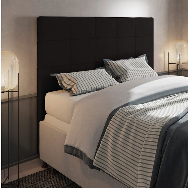 Cabeceira Stambul Para Cama Box King 195 Cm Suede Preto M11 -