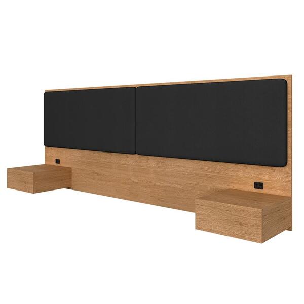 Cabeceira Suspensa Casal Portugal Carvalho/preto - Móveis Ara