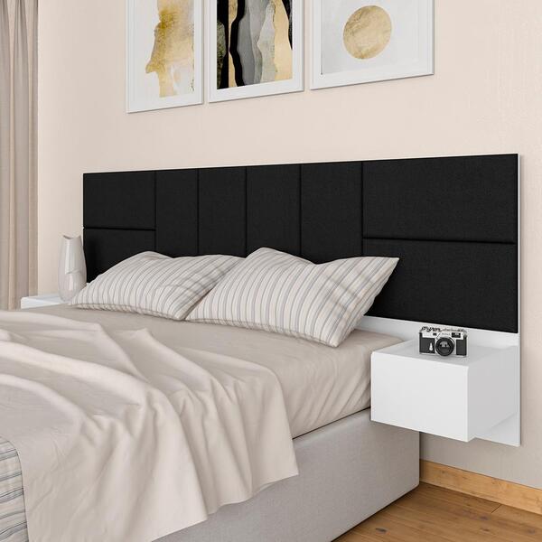 Cabeceira Suspensa Para Cama Queen Malibu Bran/preto -  M. Ar