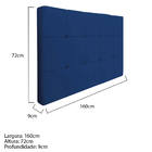 Cabeceira Suspensa Sleep 160 Cm Queen Size Suede Azul Marinho