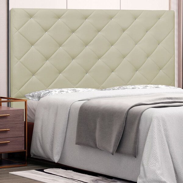 Cabeceira Tania Para Cama Box Solteiro 90 Cm Corino Bege  S04