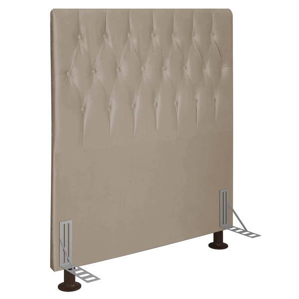 Cabeceira Topázio Para Cama Box Solteiro 90 Cm Suede Bege - D