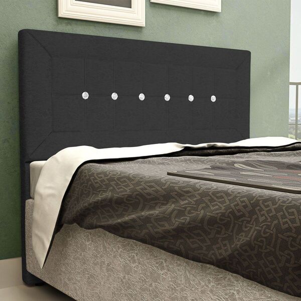 Cabeceira Vegas Cama Box King 195cm Suede Preto M11 - D'rossi