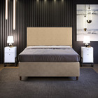 Cabeceira Vicenza 140 Cm Linho Bege Escuro L02 Com 02 Mesas D