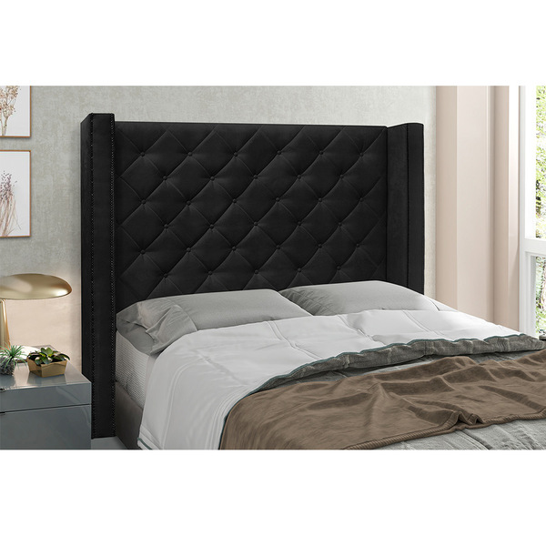 Cabeceira Vicenza Para Cama Box King 195 Cm Suede S04 - D'ros