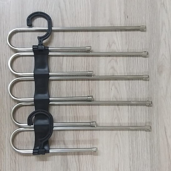 Cabide De Calça De Inox Para 10 Peças Kit C/ 2 - Preto