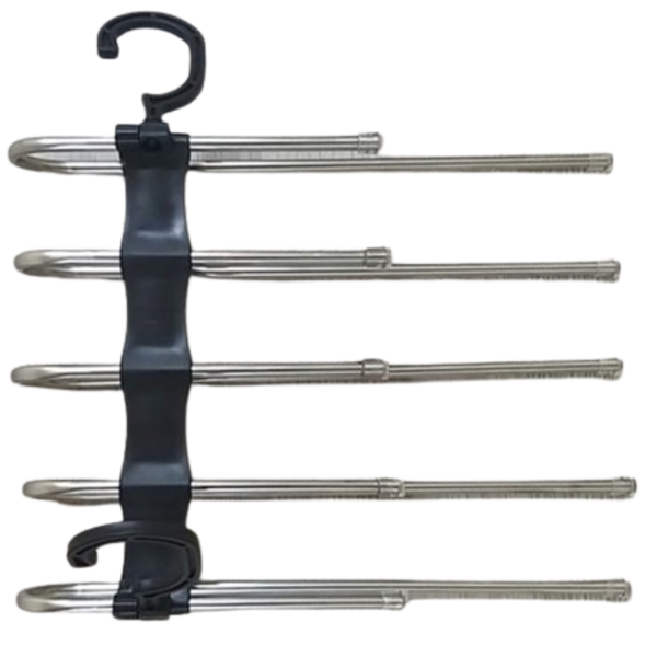 Cabide De Calça De Inox Para 5 Peças Preto