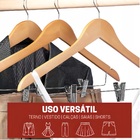 Cabide De Madeira Com Presilha Roupa Adulto Marfim Calça Kit