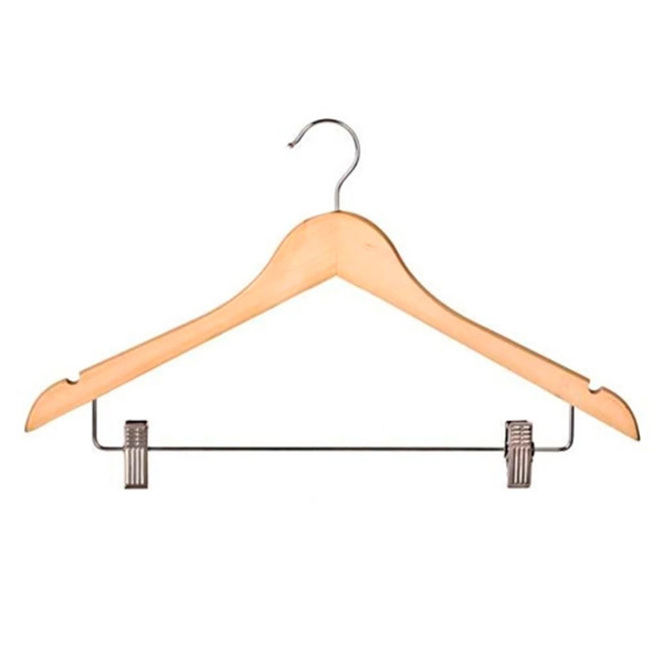 Cabide De Madeira Com Presilhas De Metal Organize Sua Roupas