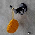 Cabide Duplo P/banheiro Banho Triplo Em Preto Fosco