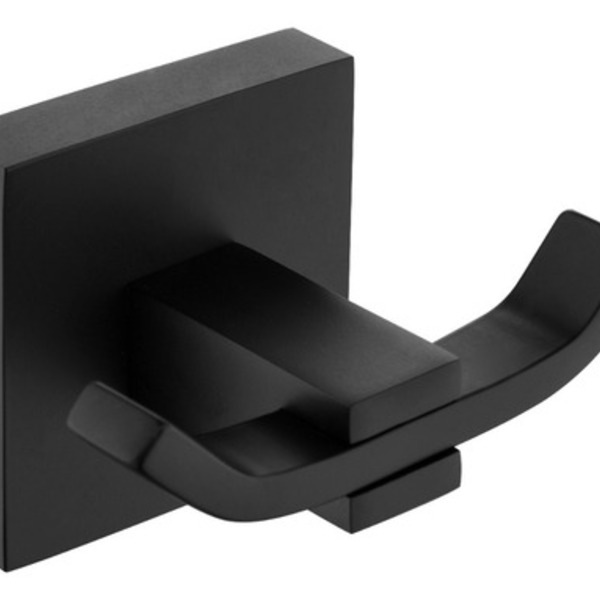 Cabide Duplo Preto Fosco Mod. Quadrado Em Aço Inox