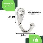Cabide Gancho De Parede Para Roupas Cromado Kit 15 Ganchos