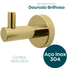 Cabide Gancho Inox Suporte De Parede Dourado Brilhoso Porta T