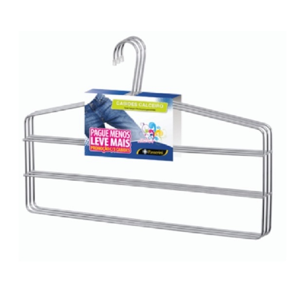 Cabide Para Calça Triplo Calceiro Cromado Organização Roupa A