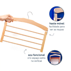 Cabide para Calças 4 Varetas Madeira Natural Oikos