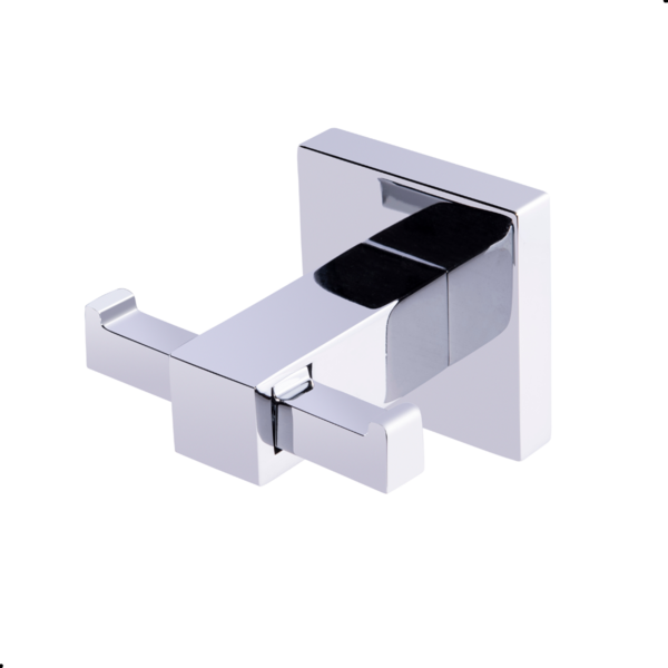Cabide Porta Toalha Quadritt Duplo Cromado Metal Quadrado