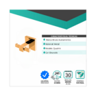 Cabide Porta Toalha Quadritt Duplo Dourado Metal Quadrado