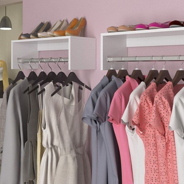 Cabideiro 1 20m Armário Aéreo P/ Roupas Closet Parede Quarto