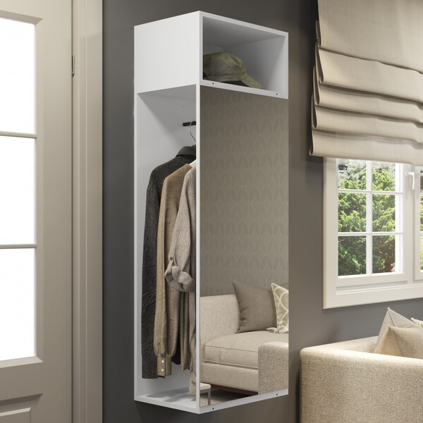 Cabideiro 1 Nicho Espelhado Branco Tx - Be Mobiliário