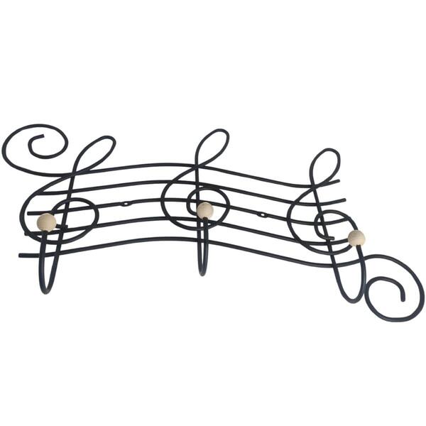 Cabideiro 3 Ganchos Aço Preto Fosco Cifra 54cm Suporte De Par