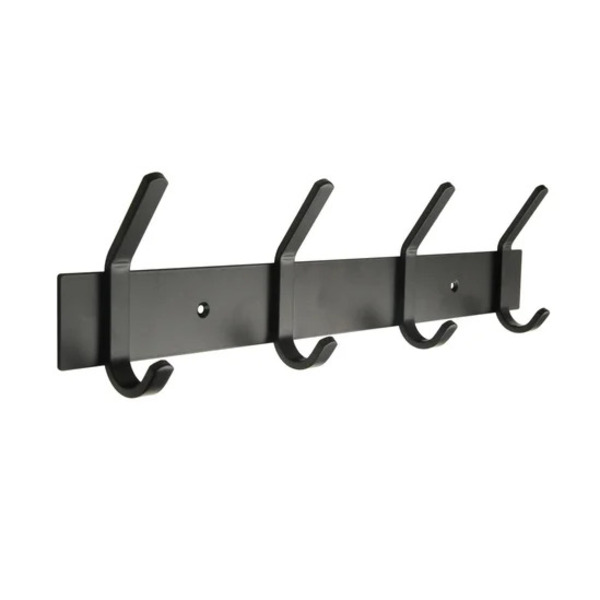Cabideiro 4 ganchos de Aço Preto Spaceo
