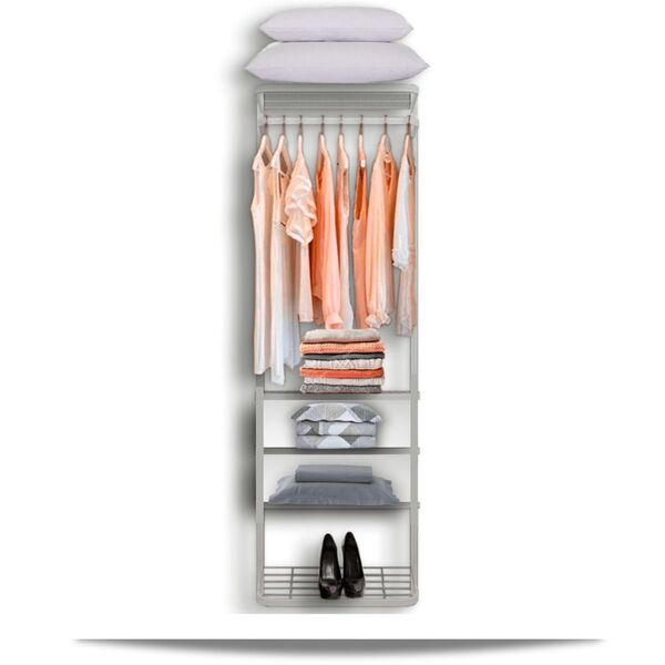 Cabideiro Arara Closet Casal Prateleira Aço Aramado - 0,70m Br