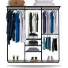 Cabideiro Arara Closet Casal Prateleira Aço Aramado - 1,90m Pt