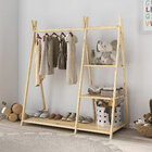 Cabideiro Arara Criança 4 Prateleiras Montessori Madeira Natu