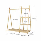 Cabideiro Arara Criança 4 Prateleiras Montessori Madeira Natu