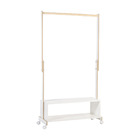 Cabideiro Arara De Roupas Com Nicho Sapateira Branco E Rodas