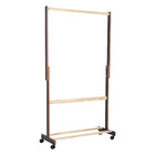 Cabideiro Arara Para Roupas Mdf Preto E Pinus Com Rodinhas