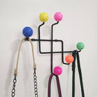 Cabideiro De Parede Aramado Preto 6 Ganchos Pontas Coloridas